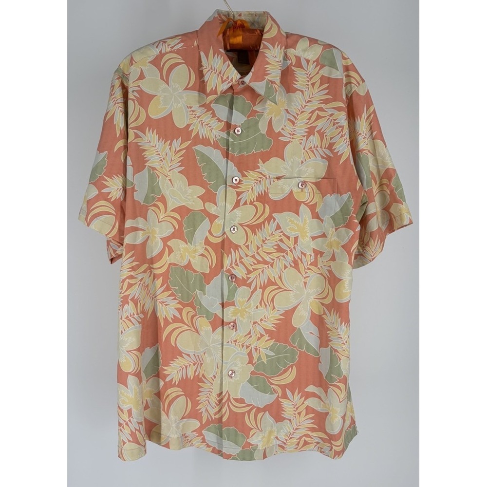 Tori Richard Honolulu Silk Hawaiian Shirt Mens M Pink Floral Aloha Camp Tropical